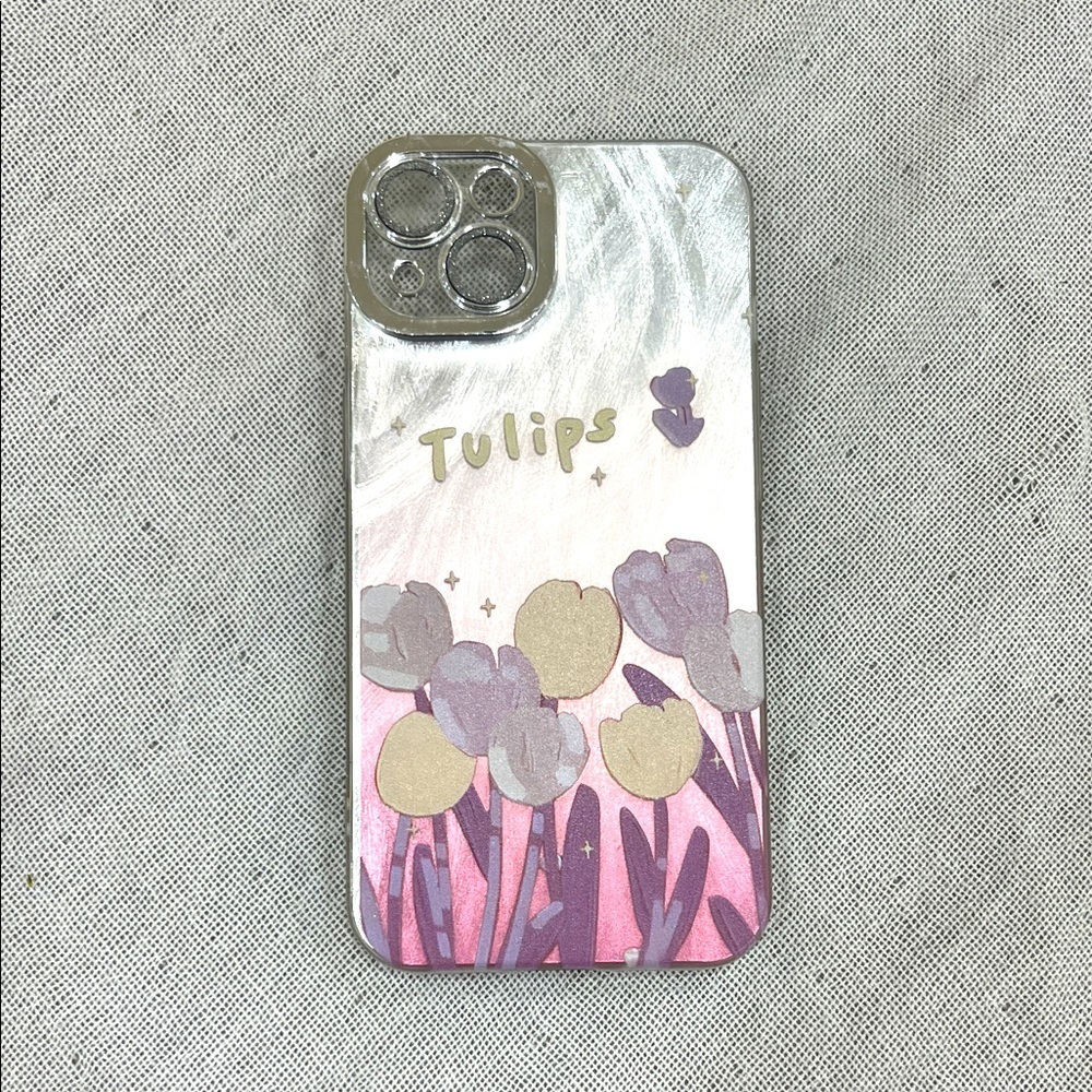 🛍️ 4 for $20 🛍️ Floral Phone Case - Silver and Pink